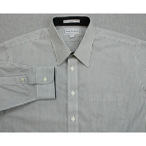 Paul Fredrick Shirt Men 17 - 32 Striped Non-Iron Two-Ply Cotton Broadcloth Dress
